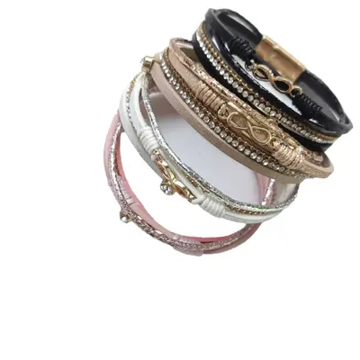 Women's Retro Multi-Layer Leather Bracelet with Magnetic Clasp