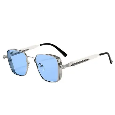 Retro-Sonnenbrille mit eckigem Metallrahmen im Steampunk-Stil - 12