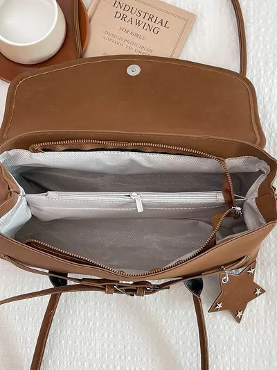 Women's Single Shoulder Bag, Large Capacity, Minimalist Underarm Commuter Bag - 5