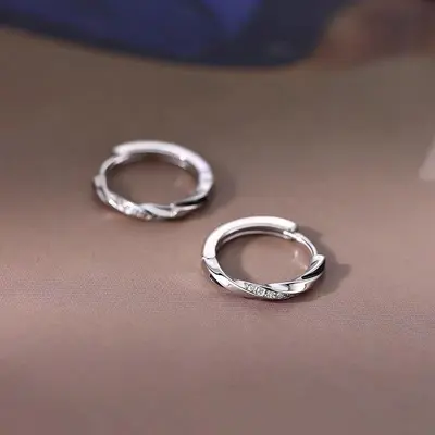 Women's 925 Sterling Silver Plain Hoop Earrings with Post