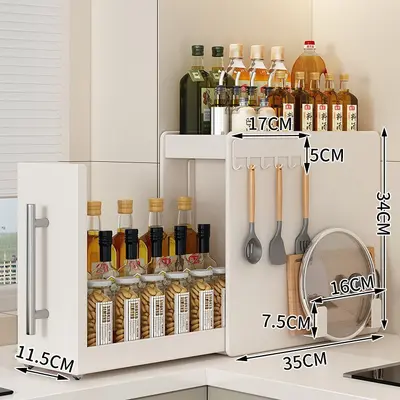 Kitchen seasoning rack, multi-layer, pull-out, condiment organizer - 7