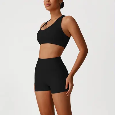 Women's Yoga Set with Shaping Slim-Fit Top and Sports Pants, Quick-Drying - 11