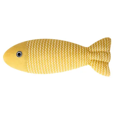 Burlap Fish Cat Toy with Catnip, Self-Play Plush - 6