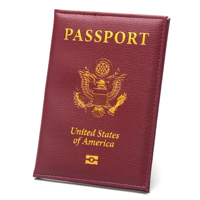 Slim US passport holder, leather, portable, lychee texture, travel - 10