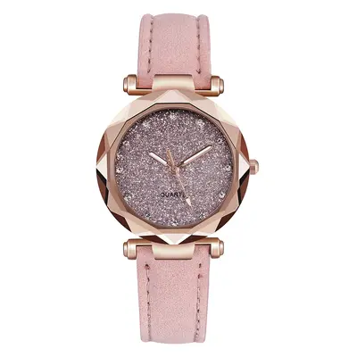 Neue Sternenhimmel Silberstaub Gesicht Uhr Damen Gefrostete Haut Lederarmband Quarz Uhr Großhandel. - 12