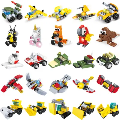 10-in-1 kleines Boxset mit Mini-Bausteinen, chinesische Klemmbausteine, Bau-Set Auto, Kinder-Gashapon-Spielzeug, Mechanik, Geschenk