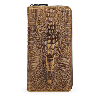 Crocodile Pattern Men's Genuine Leather Clutch Wallet with RFID Protection - 9