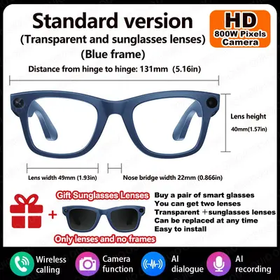 Grenzüberschreitend neue E03 intelligente KI-Foto-Brille mit 800W Kamera, Bildstabilisierung, Fotografie, Erkennung, Übersetzung intelligente Brille - 7