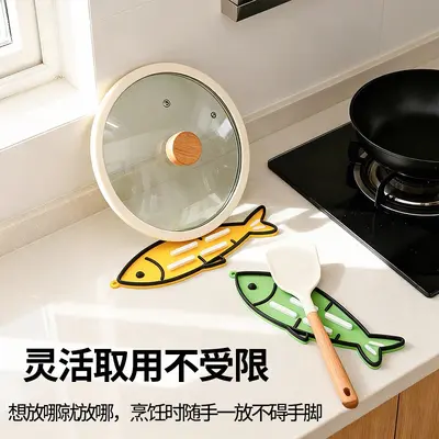 Kitchen Countertop Cutting Board Rack with Soft Rubber Pot Lid Holder
