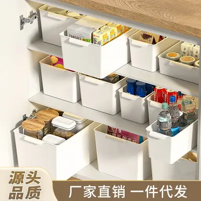 Rectangular plastic storage basket for desktop organization - 3