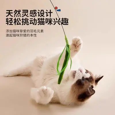 Long-Handle Interactive Cat Teaser Wand with Foxtail Grass Toy - 4