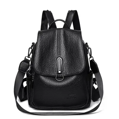 Genuine Leather Women's Backpack, Retro Style, Large Capacity Student Schoolbag - 7