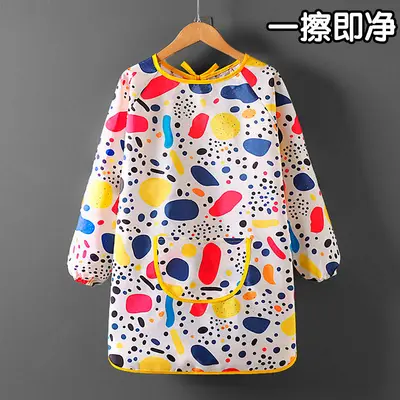 Waterproof Long-Sleeve Children's Painting Smock, Back-Opening