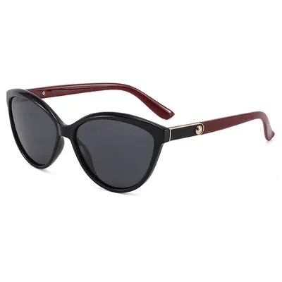 Women's Polarized Cat-Eye Sunglasses, Lightweight with Leather Detail - 4