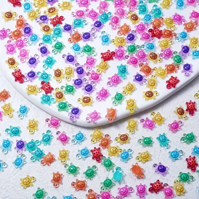 Glow-in-the-Dark Turtle Nail Charms with Resin Rhinestones, DIY Material
