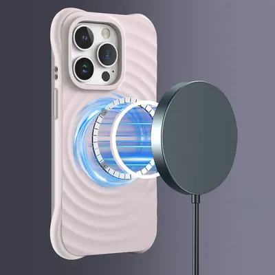 Apple 17 Pro Max kabelloses magnetisches Telefongehäuse iPhone 16 Schutzhülle geeignet beliebter einfarbiger Wellenmuster-Schale