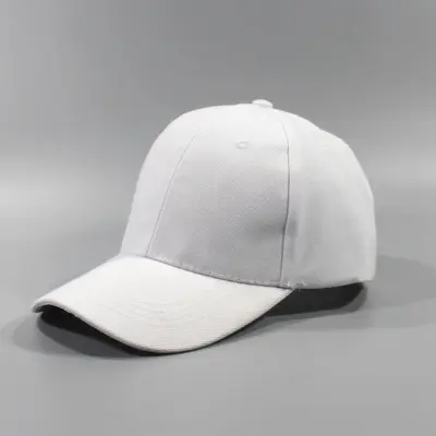 100% Cotton Pure White Solid Color Student Sports Day Military Training Activity Duck Bill Cap Unisex Face-Flattering Sun Protection Hard Top Baseball Cap