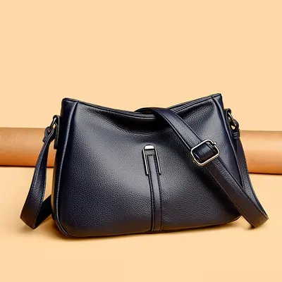 Soft Leather Middle-Aged Mom Bag with Large Capacity - 9