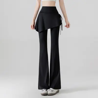 Faux Two-Piece Flared Shark Pants for Women, Yoga Leggings - 7
