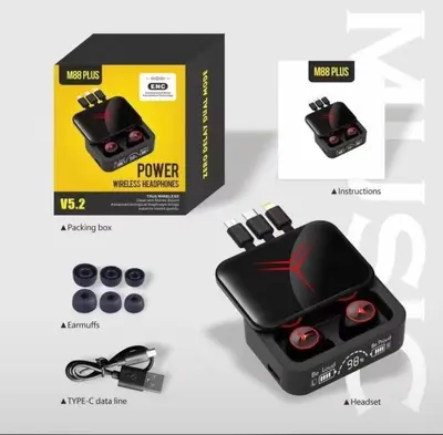 Sınır ötesi yeni M90pro TWS M88 akıllı kablosuz Bluetooth kulaklık 5.3 güç dijital ekran kaydırıcı özel model max - 8