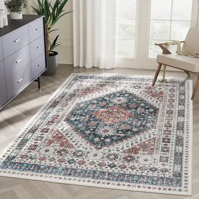 Anti-Slip Persian Rug, Stain and Wear Resistant, Large Area