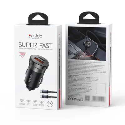 Yesido Araç Hızlı Şarj Adaptörü, PD60W, Çift Çıkış, Çinko Alaşım - 7