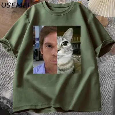 Dexter Morgan Cat Baumwoll-T-Shirt Kurzarm, europäische Größe