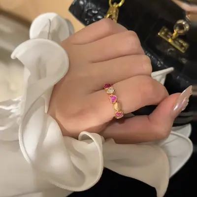 Pink Zircon Eternity Ring for Women, Stackable - 8