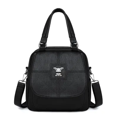 Women's Convertible Backpack and Shoulder Bag, Soft Leather, Retro Style - 11
