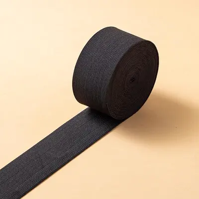 Black Flat Elastic Rubber Band 10 cm Wide, 5 cm Thick - 9