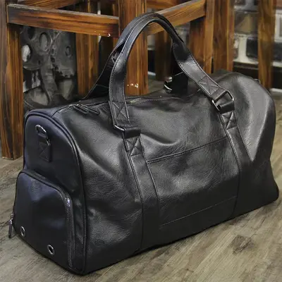 Herren Geschäftsreise Reisetasche Arbeitsweg Vollnarbenleder Reisetasche Sport Sporttasche tragbar und stilvoll - 7