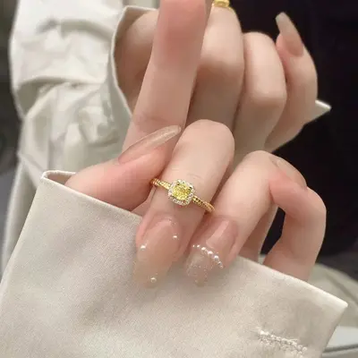 18k gold-plated ring with colorful zircon stones, women's