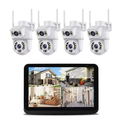 ICSEE 8MP Camera WiFi NVR Kit Dual Lens PTZ IP Camera 8CH Smart Home Night Vision