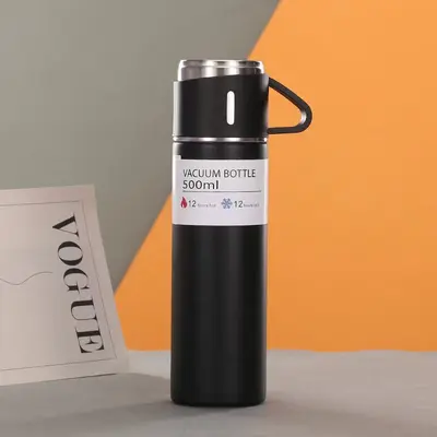 304 Stainless Steel Vacuum Double-Wall Insulated Cup with Three Lids - 7