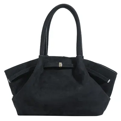 Women's Tote Handbag, Large Capacity, Suede-Look Pleated Underarm Bag - 8