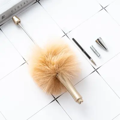 Plush Dotted Beaded Ballpoint Pen, Creative DIY Bead Pen