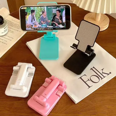 Masaüstü cep telefonu standı, katlanabilir akıllı telefon ve tablet evrensel standı, canlı yayın, fotoğraf ve video destek standı - 4