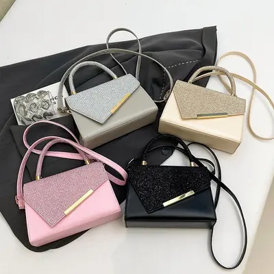 Elegant Women's Small Square Shoulder Bag with Sparkling Stones