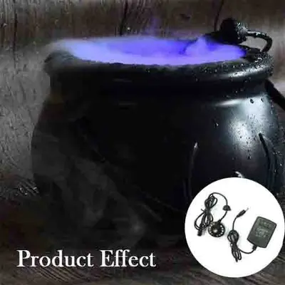 12 LED Halloween Witch Bucket Smoke Machine, Big Witch Cauldron Fog Head, Witch Light with Color-Changing Ambience for Scene Decoration