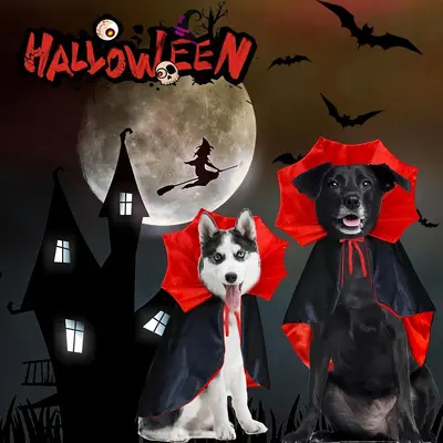 Halloween Pet Vampire Cape Cross-Border Bestseller Stand-Up Collar Cat and Dog Cloak Magic Witch Costume Party Dress-Up