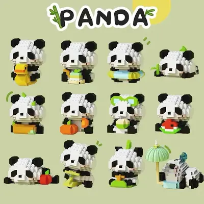 Panda-Figur Blindbox Mikro-Bausteine Set - 7