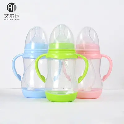Anti-Kolik Baby-Trinkflasche mit Strohhalm, abnehmbar, PP, auslaufsicher