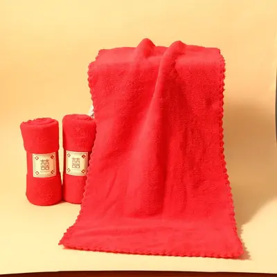 Handtuchset Geschenkset Korallensamthandtuch Hochzeitsrot Hochzeitshandtuch Hochzeitsevent Handtuch Geschenkbox Spezial Geschenkset