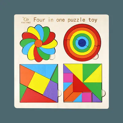 Tangram puzzle blocks, round and heart shapes, early education toy - 7