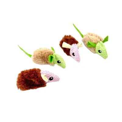 Two-Tone Plush Mouse Interactive Cat Toy, Cat Teaser - 6