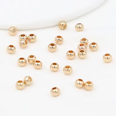14K18K gold-plated round spacer beads, shiny plain-hole DIY jewelry accessory - 10