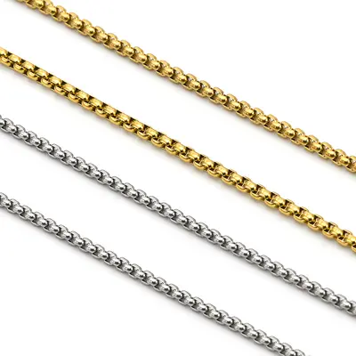 Sınır ötesi yuvarlak paslanmaz çelik kare inci kolye solmayan titanyum çelik takı aksesuarları erkekler ve kadınlar kişiselleştirilmiş zincir diy zincir