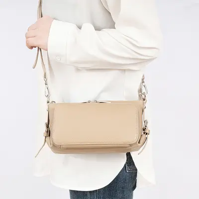 Genuine Leather Women's Shoulder Bag, Crossbody Strap, Large Capacity - 2