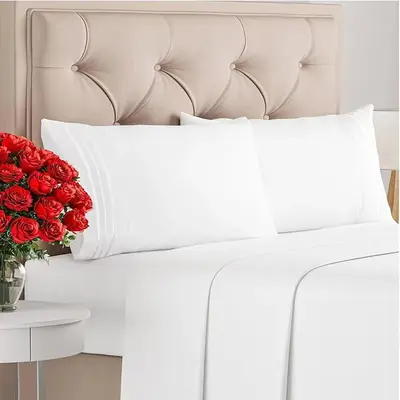 Solid Color Four-Piece Bedding Set with Fitted Sheet