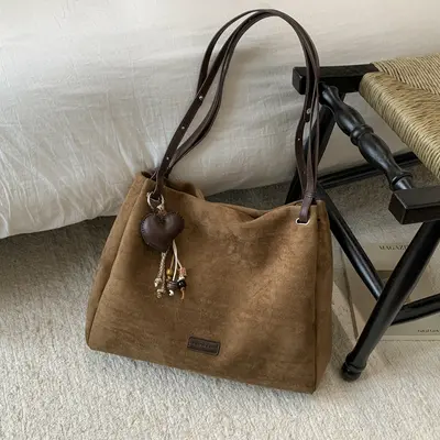 Women's Large Capacity Suede-Look Underarm Tote Bag - 9